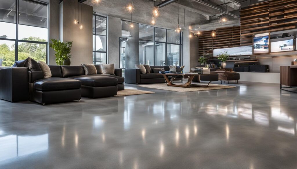 Polished concrete floor showcasing cost-efficiency